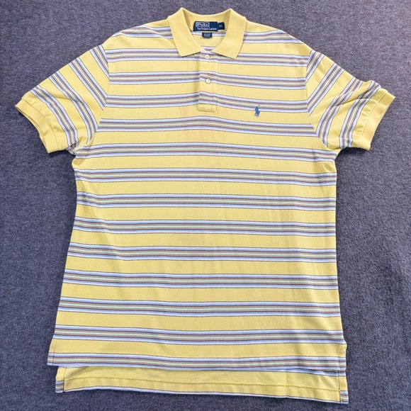 Polo Ralph Lauren Men's XL Yellow Striped Short Sleeve Polo Shirt - Picture 1 of 8